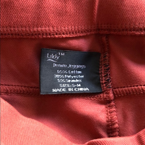 🆕🧡Burnt Orange Denim Jeggings Leggings LILDY S/M - Picture 3 of 9
